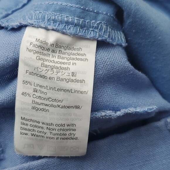 J. CREW SCALLOP HEM LINEN COTTON SHORT SHORTS BLUE SZ 4, 3.75" INSEAM - Picture 4 of 5